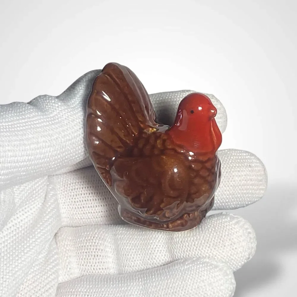Miniature Turkey Salt and Pepper Shakers Vintage Ceramic Thanksgiving Pair